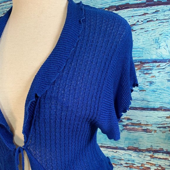 Biance Nygard Tie-Front Short Sleeved Cardigan - Picture 2 of 4